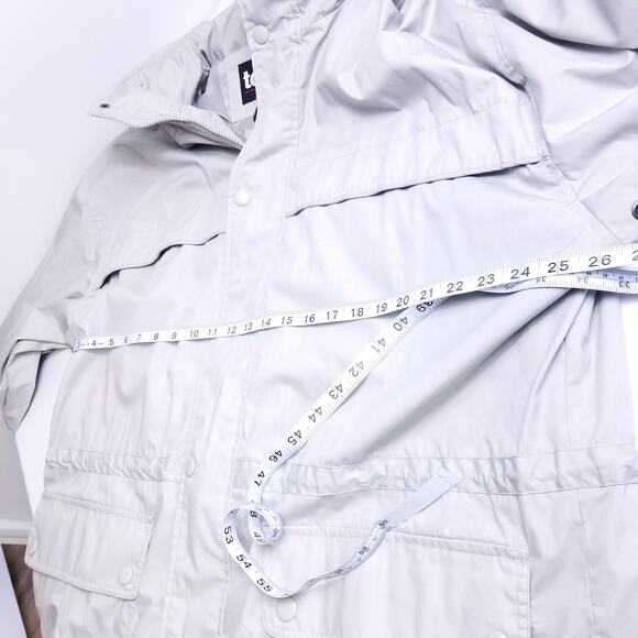 Totes Jacket Light Gray Many Pockets Self Storing Hood Adj Waist Like New! XL - Picture 8 of 8